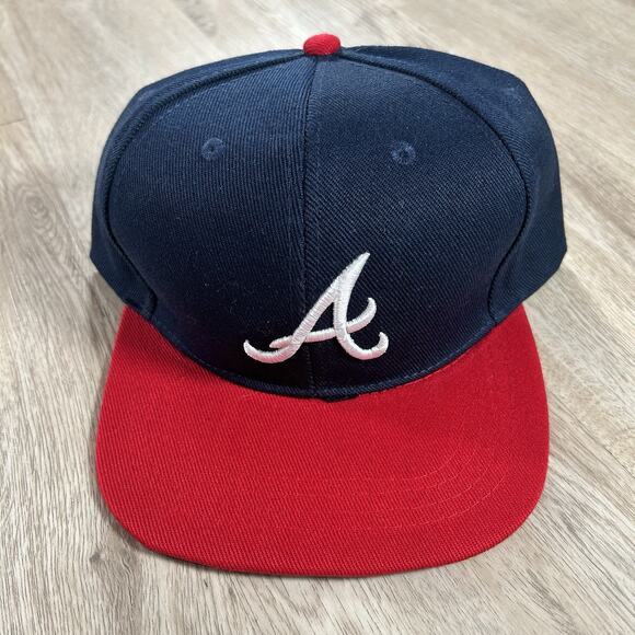 Vintage Atlanta Braves Hat Snapback MLB Baseball‎ Blue Red Wool Blend Cap - Picture 1 of 8